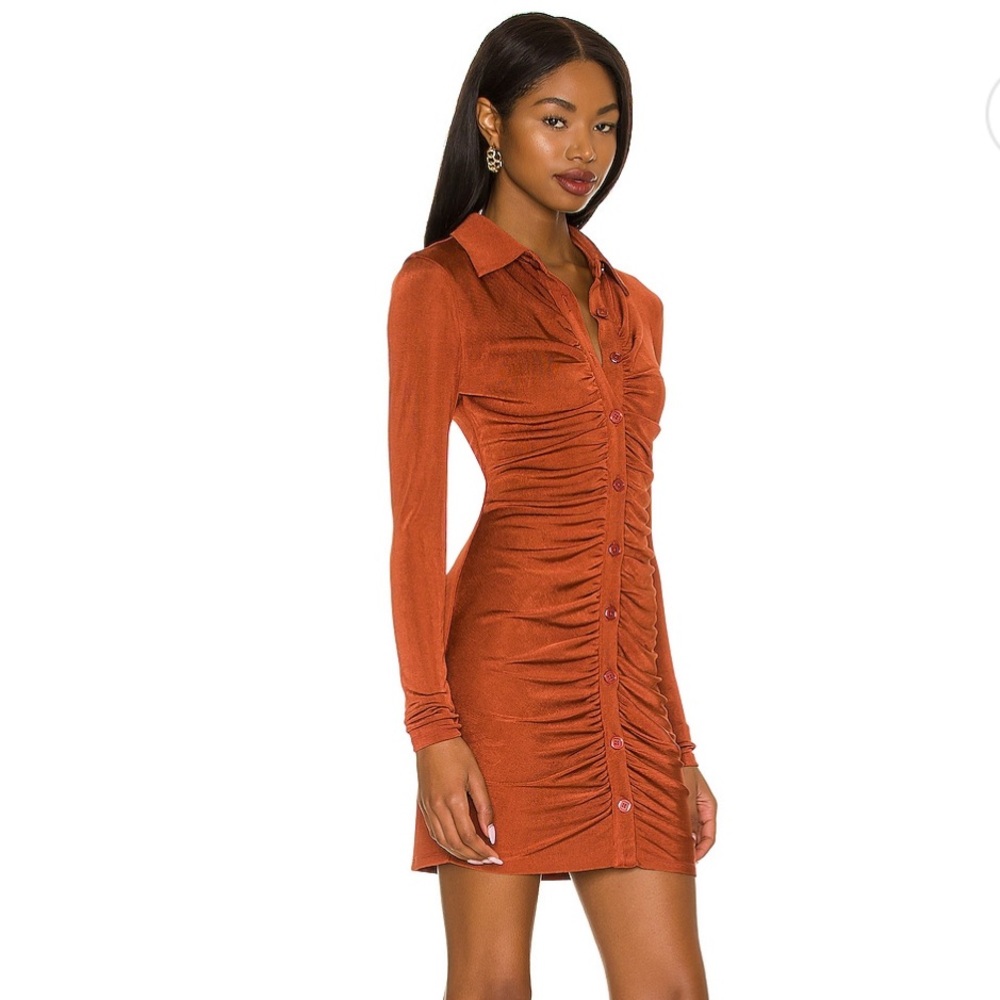 Brown Button Up Mini - image 4